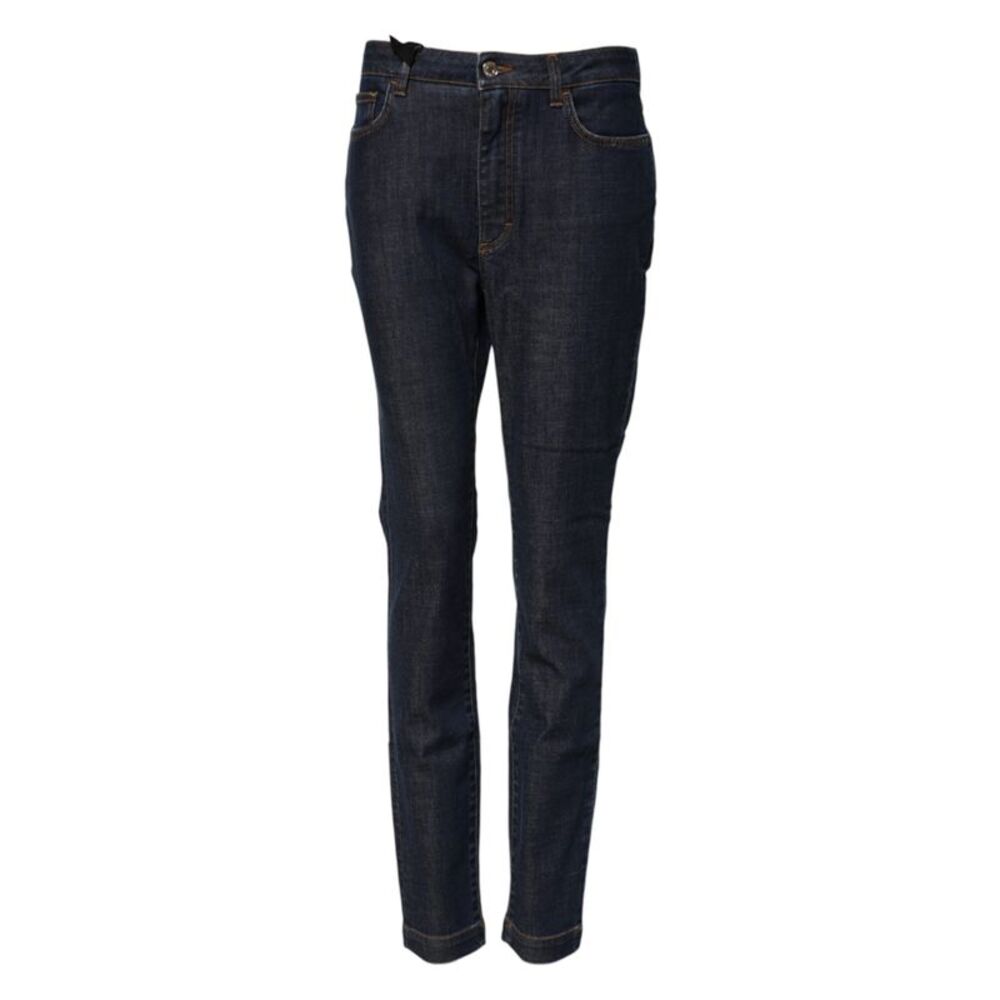 Dolce & Gabbana Blue Queen Patch AUDREY Mid Waist Denim Women's Jeans